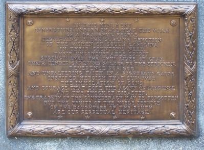 Monument to South Carolina Women of the Confederacy Marker, west face image. Click for full size.