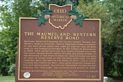 The Maumee and Western Reserve Road Marker image. Click for full size.