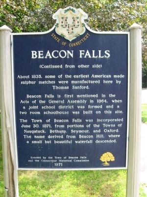 Beacon Falls Marker (back) image. Click for full size.