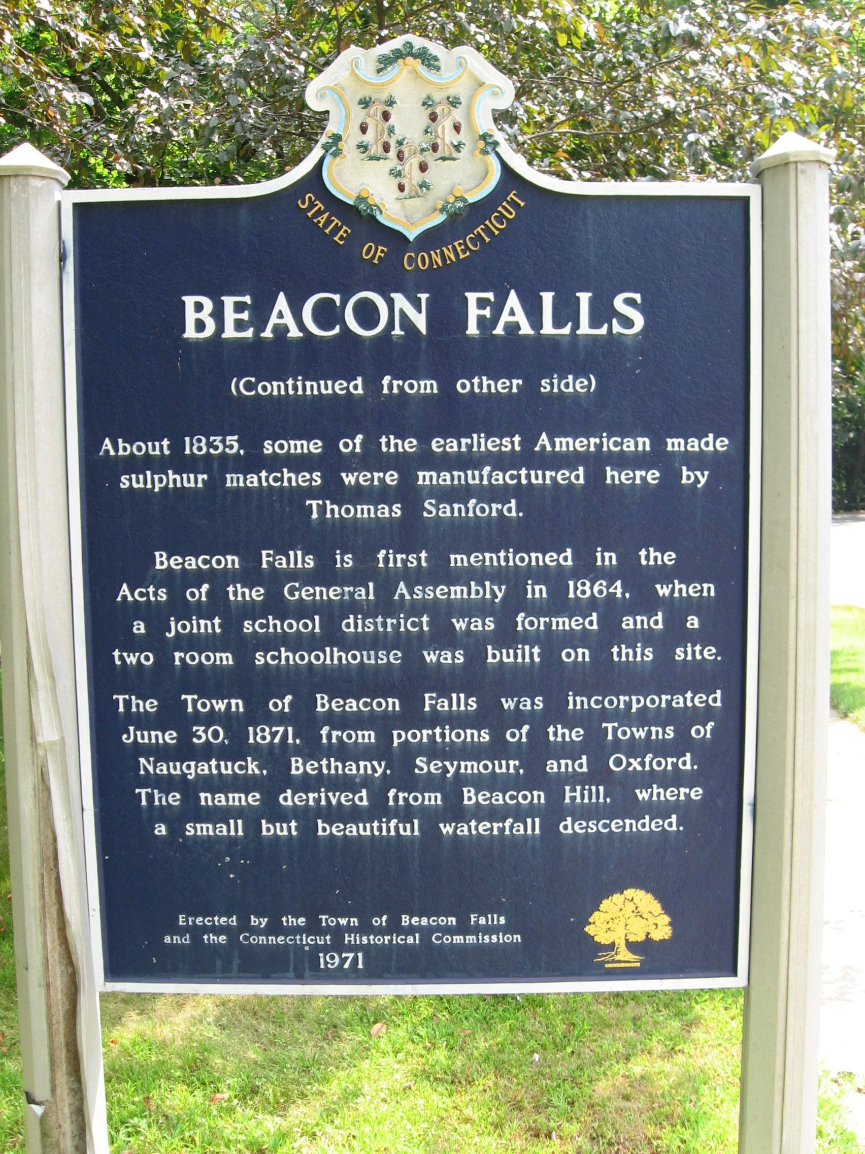 Beacon Falls Marker (back) .