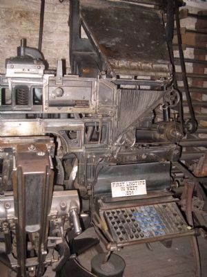 First Linotype in the West. Click for full size. First Linotype in the West image. Click for full size.