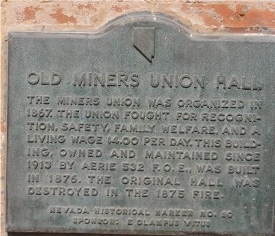 Old Miners Union Hall Marker image. Click for full size.