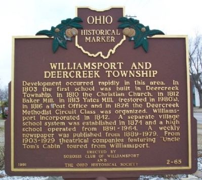 Williamsport and Deercreek Township Marker image. Click for full size.