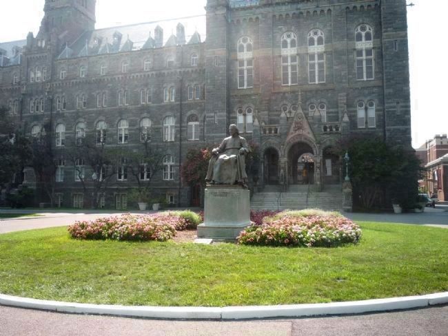 Bishop Carroll statue - in front of Healy Hall, Georgetown University image. Click for full size.