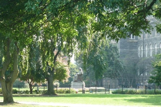 John Carroll statue, seen from Copley Lawn. Click for full size. John Carroll statue, seen from Copley Lawn image. Click for full size.