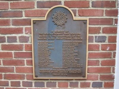 Basking Ridge Presbyterian Church Graveyard Marker. Click for full size. Basking Ridge Presbyterian Church Graveyard Marker image. Click for full size.