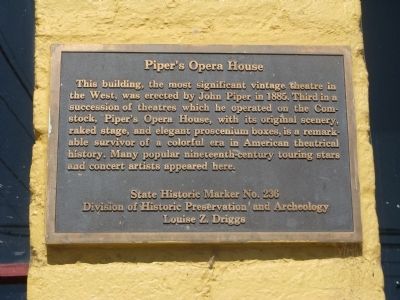 Piper’s Opera House Marker. Click for full size. Piper’s Opera House Marker image. Click for full size.