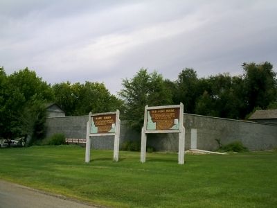 Markers in Front of Old Fort Boise Replica image. Click for full size.