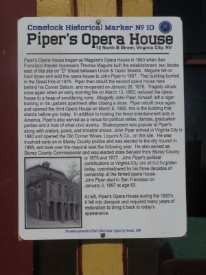 Piper’s Opera House Marker image. Click for full size.