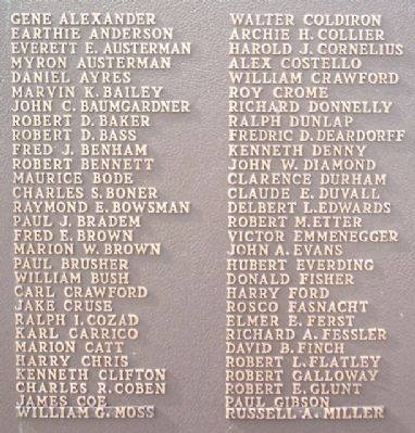 Wayne Township World War II Memorial Roll of Honor. Click for full size. Wayne Township World War II Memorial Roll of Honor image. Click for full size.