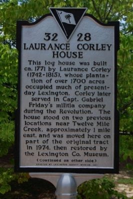 Laurence Corley House Marker - Front image. Click for full size.