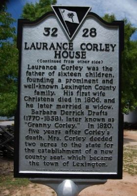 Laurence Corley House Marker - Reverse image. Click for full size.