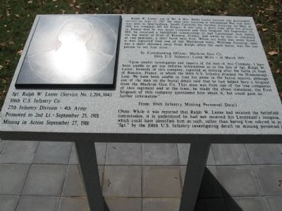 Sgt. Ralph W. Lester Marker. Click for full size. Sgt. Ralph W. Lester Marker image. Click for full size.