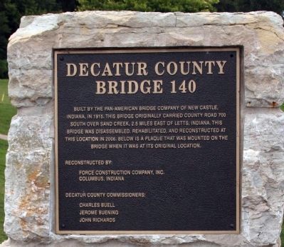 Decatur County (Indiana) Bridge 140 Marker. Click for full size. Decatur County (Indiana) Bridge 140 Marker image. Click for full size.