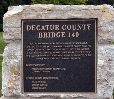 Decatur County (Indiana) Bridge 140 Marker image. Click for full size.