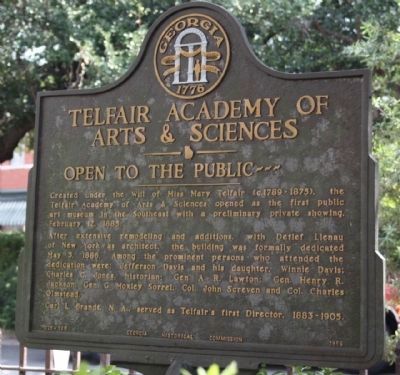 Telfair Academy of Arts & Sciences Marker image. Click for full size.