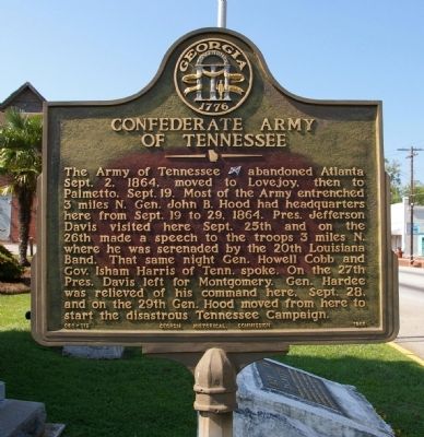 Confederate Army of Tennessee Marker. Click for full size. Confederate Army of Tennessee Marker image. Click for full size.