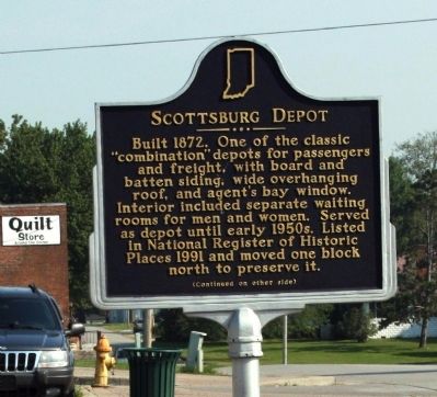 Side A - - Scottsburg Depot Marker image. Click for full size.