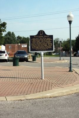Wide View Side A - - Scottsburg Depot Marker image. Click for full size.