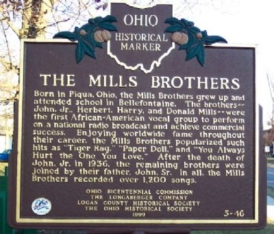 The Mills Brothers Marker. Click for full size. The Mills Brothers Marker image. Click for full size.