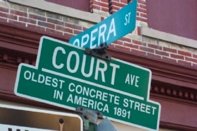 Oldest Concrete Street in America Street Sign. Click for full size. Oldest Concrete Street in America Street Sign image. Click for full size.