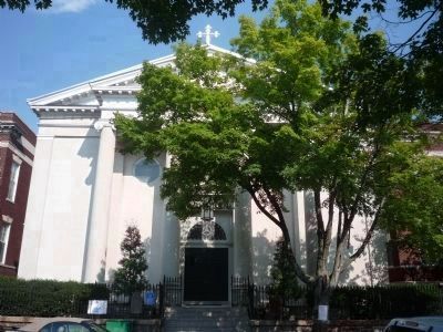 John Fitzgerald Kennedy Marker at entrance to Holy Trinity Church. Click for full size. John Fitzgerald Kennedy Marker at entrance to Holy Trinity Church image. Click for full size.