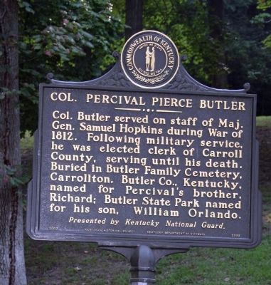 Reverse Side - Col. Percival Pierce Butler Marker image. Click for full size.