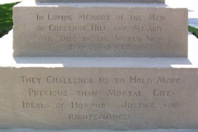 Chestnut Hill and Mount Airy World War Memorial. Click for full size. Chestnut Hill and Mount Airy World War Memorial image. Click for full size.