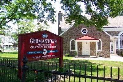 Germantown Meetinghouse and Sign. Click for full size. Germantown Meetinghouse and Sign image. Click for full size.