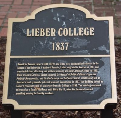Lieber College Marker. Click for full size. Lieber College Marker image. Click for full size.