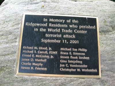 Ridgewood 9-11 Memorial Marker image. Click for full size.