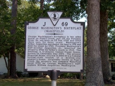 George Washington’s Birthplace Marker. Click for full size. George Washington’s Birthplace Marker image. Click for full size.