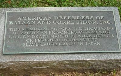 American Defenders of Bataan and Corregidor, Inc. Marker. Click for full size. American Defenders of Bataan and Corregidor, Inc. Marker image. Click for full size.