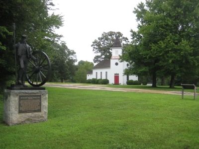 Marker, Sculpture, and Church image. Click for full size.