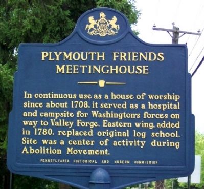 Plymouth Friends Meetinghouse Marker. Click for full size. Plymouth Friends Meetinghouse Marker image. Click for full size.