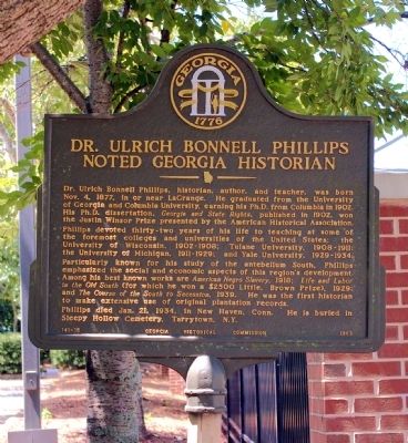 Dr. Ulrich Bonnell Phillips Marker. Click for full size. Dr. Ulrich Bonnell Phillips Marker image. Click for full size.