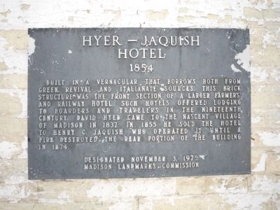 Hyer - Jaquish Hotel Marker. Click for full size. Hyer - Jaquish Hotel Marker image. Click for full size.