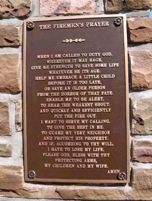 The Firemans Prayer plaque image. Click for full size.