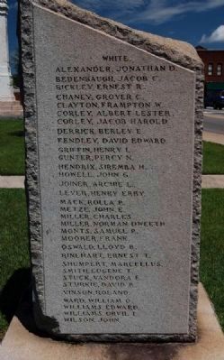 Lexington County World War I Monument -<br>Southwest Inscription (White) image. Click for full size.