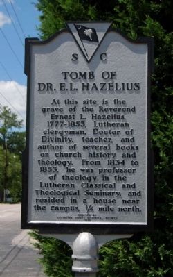 Tomb of Dr. E.L. Hazelius Marker image. Click for full size.