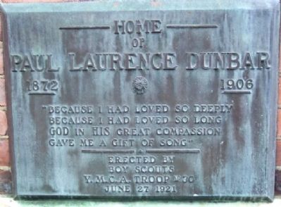 Home of Paul Laurence Dunbar 1872-1906 Marker image. Click for full size.