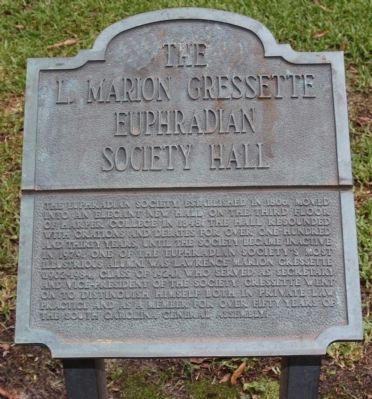 The L. Marion Gressette Euphradian Society Hall Marker image. Click for full size.