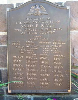 Saddle River Veterans Monument Marker image. Click for full size.