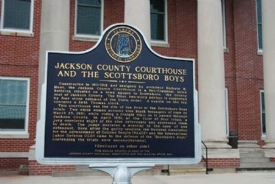 Jackson County Courthouse And The Scottsboro Boys Marker image. Click for full size.