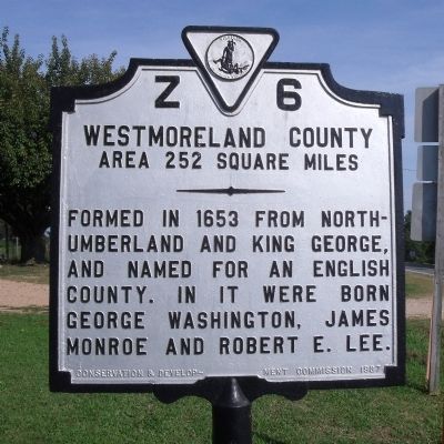 Westmoreland County Marker. Click for full size. Westmoreland County Marker image. Click for full size.