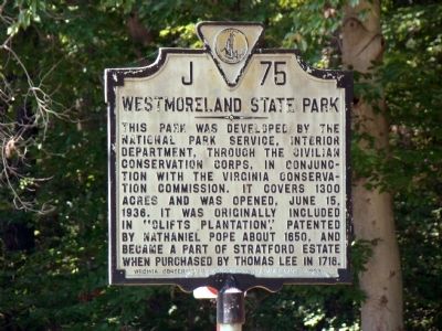 Westmoreland State Park Marker. Click for full size. Westmoreland State Park Marker image. Click for full size.