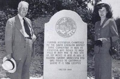 Alester Garden Furman, Jr. and Wife, Janet -<br>At Furman Marker in Winnsboro, SC (Fairfield County) image. Click for full size.