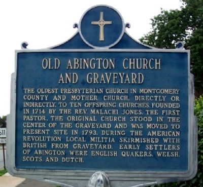 Old Abington Church and Graveyard Marker image. Click for full size.