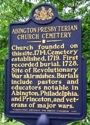 Abington Presbyterian Church Cemetery Marker image. Click for full size.