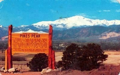 Pikes Peak Marker on a 1963 Postcard image. Click for full size.